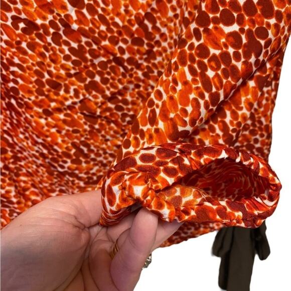 Michael Michael Kors Blouse Women’s Size XS Dot Long Sleeve Tie Waist Red White - Picture 3 of 10